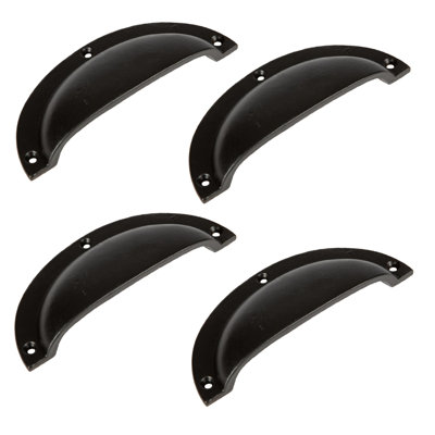 Hammer & Tongs - Curved Cabinet Cup Handle - W130mm x H50mm - Black