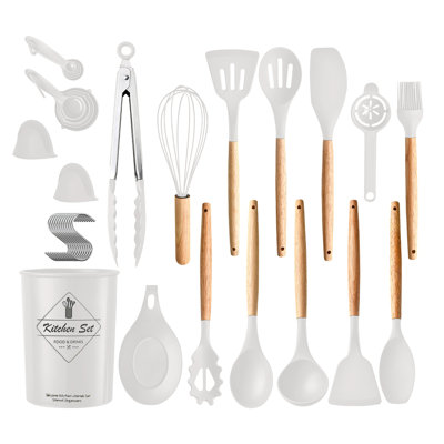 Ensemble d'ustensiles de cuisine 35 pièces, ensemble de spatules, ensemble d'ustensiles de cuisine, accessoires de cuisine avec support, fouet à œuf, séparateur, cuillères à langer