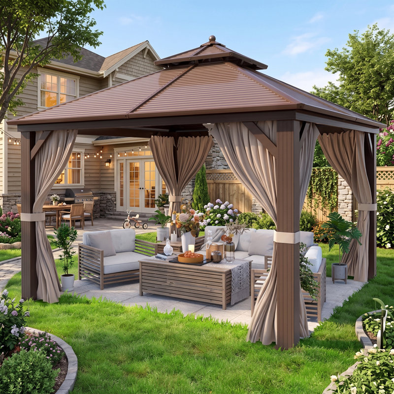 Pavillon de jardin à toit rigide Pro Series, pavillon de jardin à toit rigide pour l'extérieur avec double toit