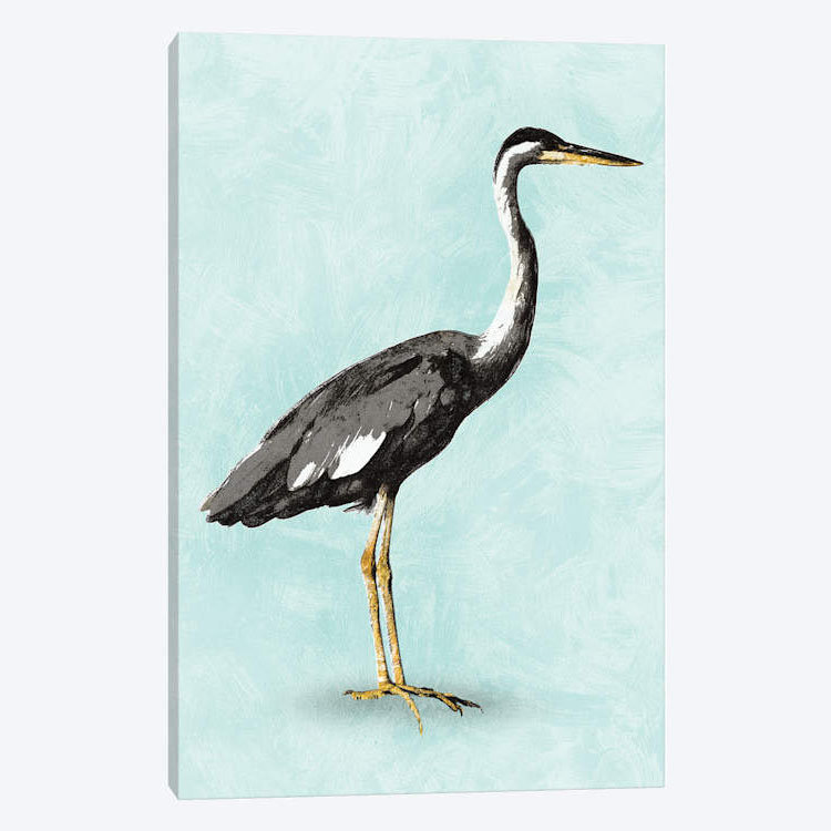 « mer shore oiseau i », reproduction sur toile, H 12 po x l 8 po x P 0,75 po, Toile tendue, Pas de tapis