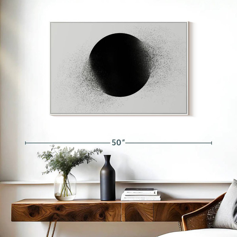 Cercle géométrique Prieto, Cadre flottant blanc, 37 po x 25 po