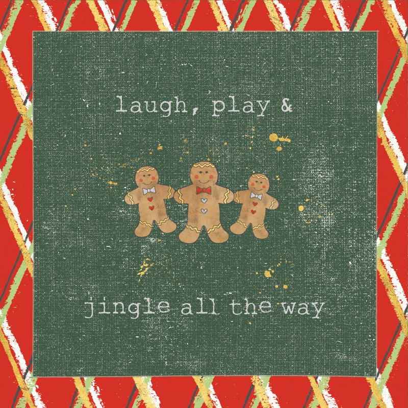 Christmas Cuties VI - vert foncé - art textuel, Non, H 12 po x l 12 po x P 1,25 po, Toile encadrée noire