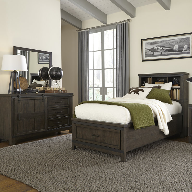 Lexee Twin Bookcase Bed, Dresser & Mirror, Twin