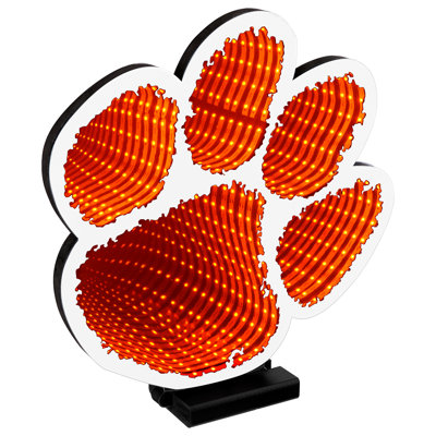 Logo lumineux DEL Infinity de l'équipe NCAA des Clemson Tigers (Sporticulture) - Effet lumineux 3D, présentoir en acrylique avec prise UL et support