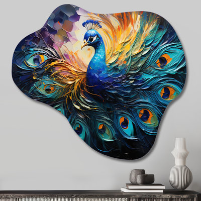 Telicia - Cloud Peacock, décoration murale en métal, reproduction de sculpture murale asymétrique en métal