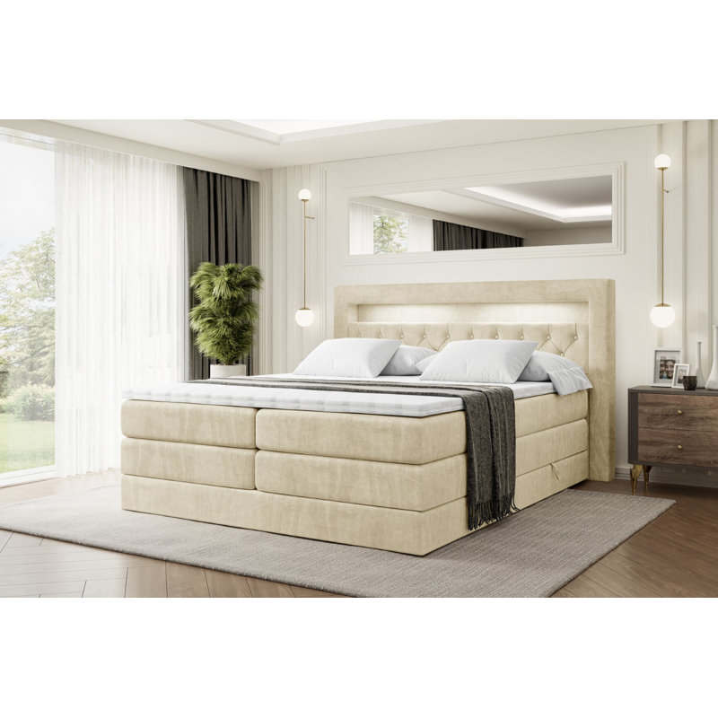Bed, 120 x 200cm, Beige
