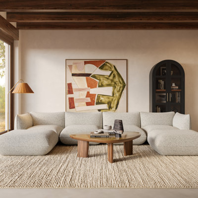 Arezza Stone White Basketweave Modular U-Chaise Sectional
