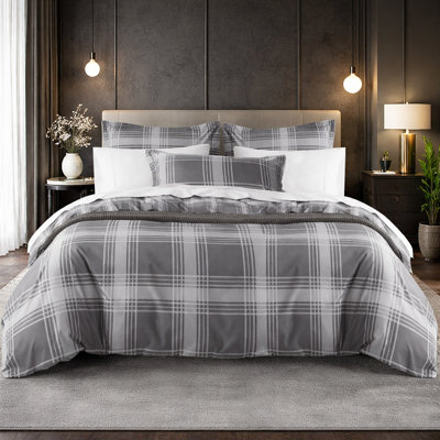 Microfiber Chequered Duvet Cover Set