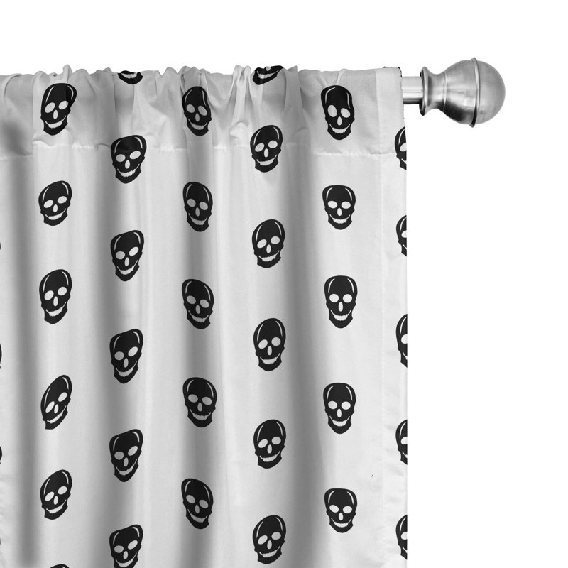 Skull Semi-Sheer Rod Pocket Curtain Panels, 28" x 63"