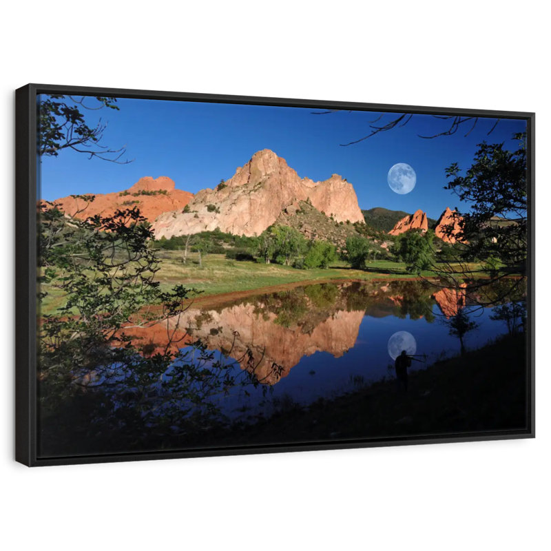 Jardin du lac des Dieux, 19 po x 13 po, Cadre flottant noir
