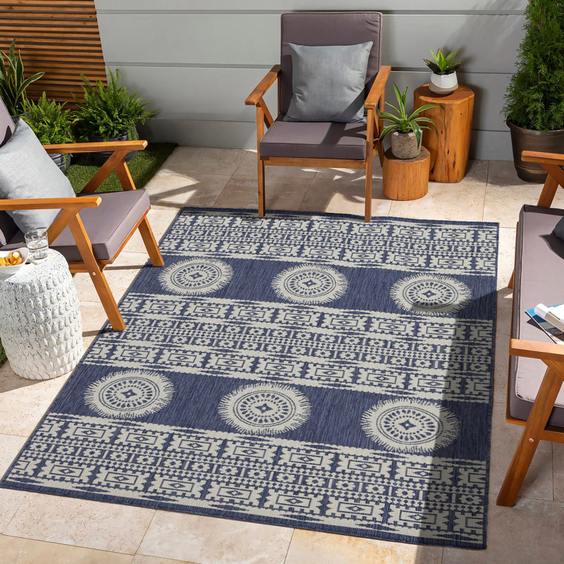 Sunshine Indoor/Outdoor Area Rug, Blue, Rectangle 7'10" x 10'3"