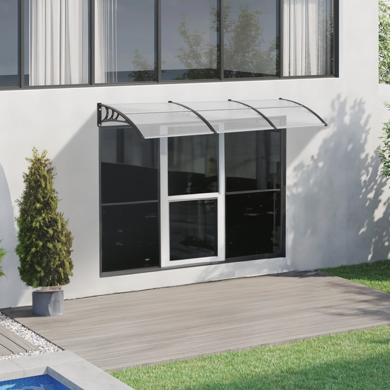 Auvent de porte rétractable en polycarbonate VEVOR, H 10,8 po x l 117,1 po x P 37,9 po, Clair