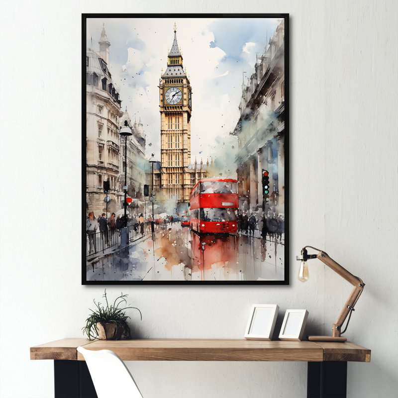 Big Benlondon Skylines II - City London Wall Ar, Cadre flottant noir, H 20 po x l 12 po