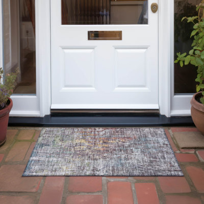 Machine Washable Indoor/Outdoor Claudian ACN1237 Pewter Rug