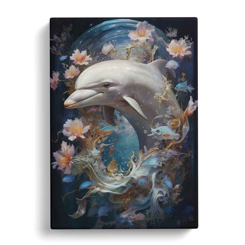 Dolphin Classicism Art - Wrapped Canvas, 76cm H x 50cm W x 3cm D