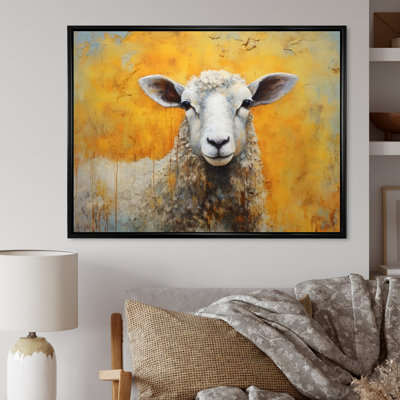 " Encaustic Yellow And Beige Sheep I "