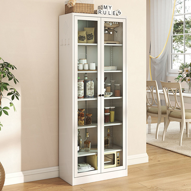 Armoire de cuisine en métal avec 5 tablettes réglables, armoire d'appoint