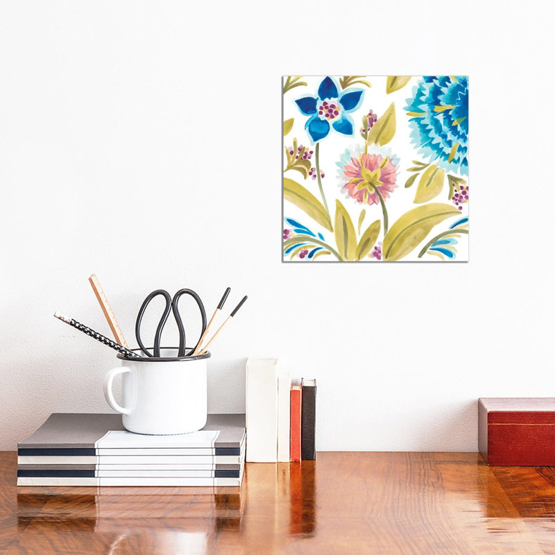 Abbey Floral Tiles VIII by June Erica Vess - Wrapped Canvas Painting, 30.48 cm H x 30.48 cm W