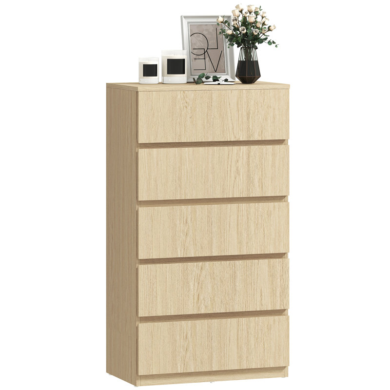 HOMCOM Bedroom Chest of Drawers 5 Drawers Dresser Drawer Unit, Brown