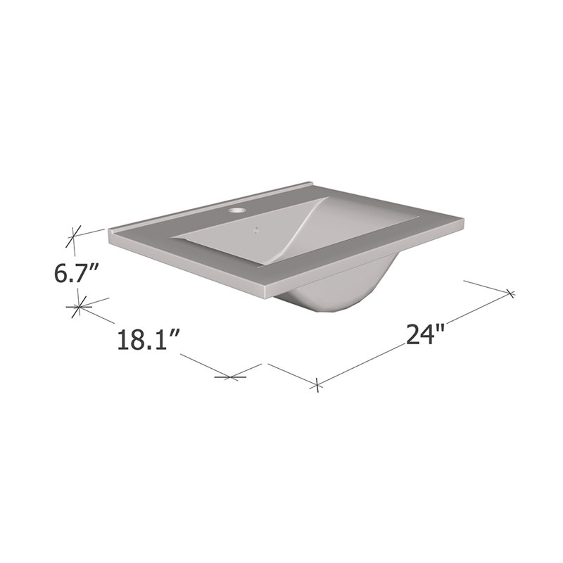 24 24 po. Lavabo encastré en céramique - Blanc