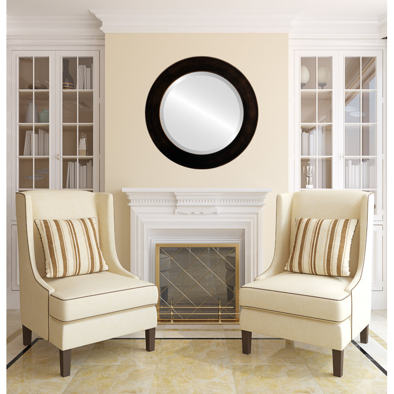 Meansville Round Mirror, 27" H x 27" W, Matte Black