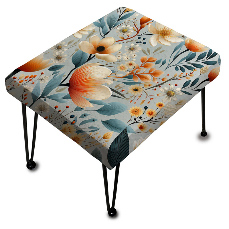 Minimalist Radiant Blossom Serenity - Floral Rectangle Ottoman