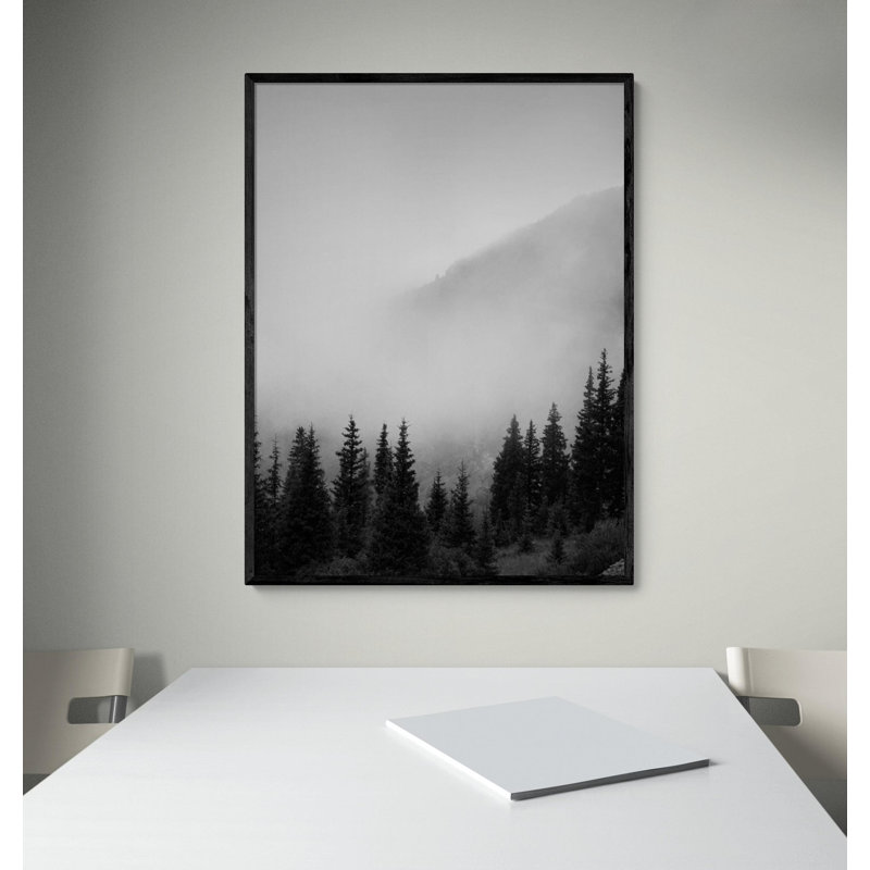 Paysage de montagne noir et blanc, art mural surdimensionné, impressions de photos d'arbres, cadres photo, art mural de grande forêt, photos noir et blanc