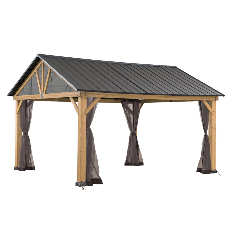 Sunjoy Universal Mosquito Netting for Wood Framed Gazebos,4-Panel Mosquito Sidewalls with Zippers for Outdoor Patio(Khaki)