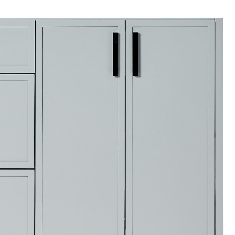 Meuble-lavabo double 67 po avec comptoir en marbre de Carrare italien Ariel Kelly, Gris