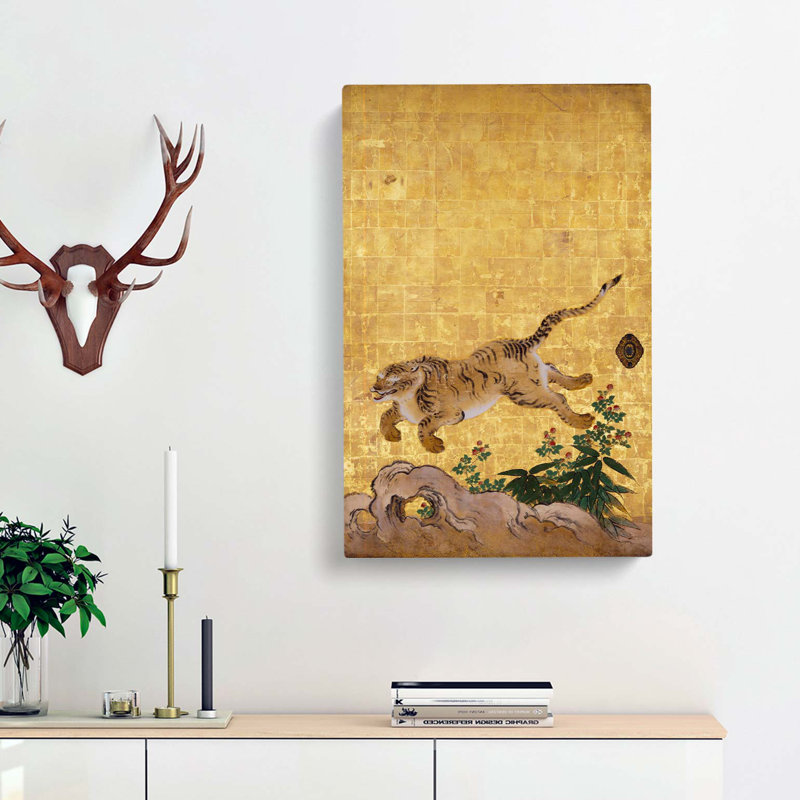 Leaping Tiger by Hashimoto Gaho - Wrapped Canvas, 50cm H x 35cm W x 3cm D