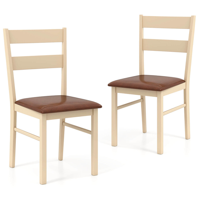 Wooden Dining Chair With Rubber Wood Frame Padded Seat For Kitchen, 2