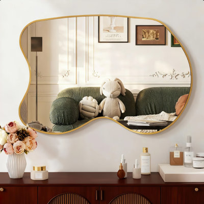 Irregular Metal Wall Mirror Asymmetrical Accent Mirror for Bathroom,Living room