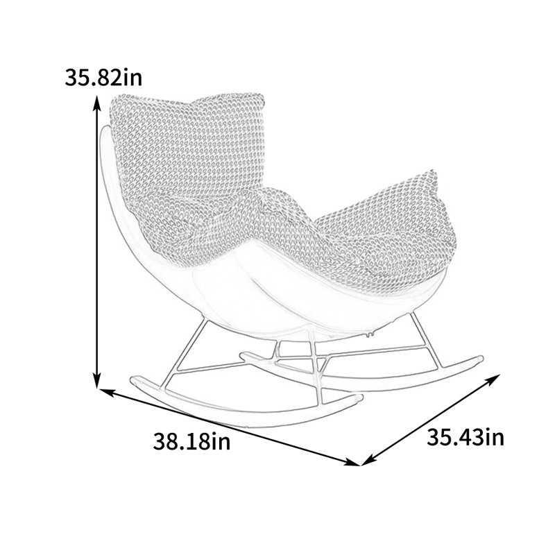 Une chaise berçante en bois massif de style simple et luxueux, Brun