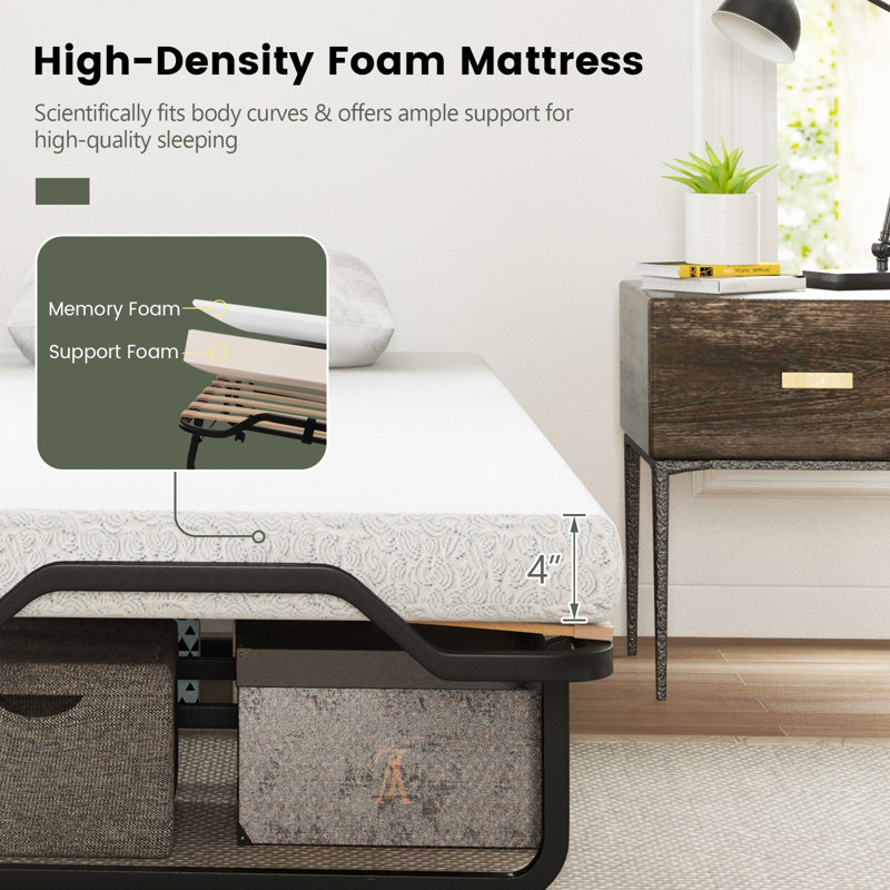 Reeba 16.5" Steel Folding Bed with Mattress