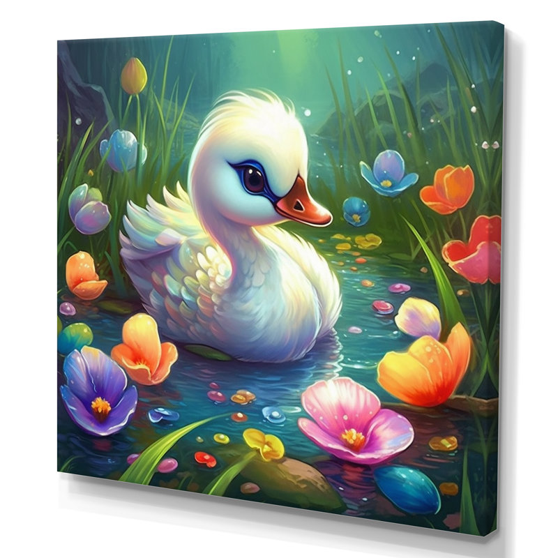 «Cute Baby Swan I», reproduction sur toile, H 36 po x l 36 po x P 1,5 po, Toile tendue