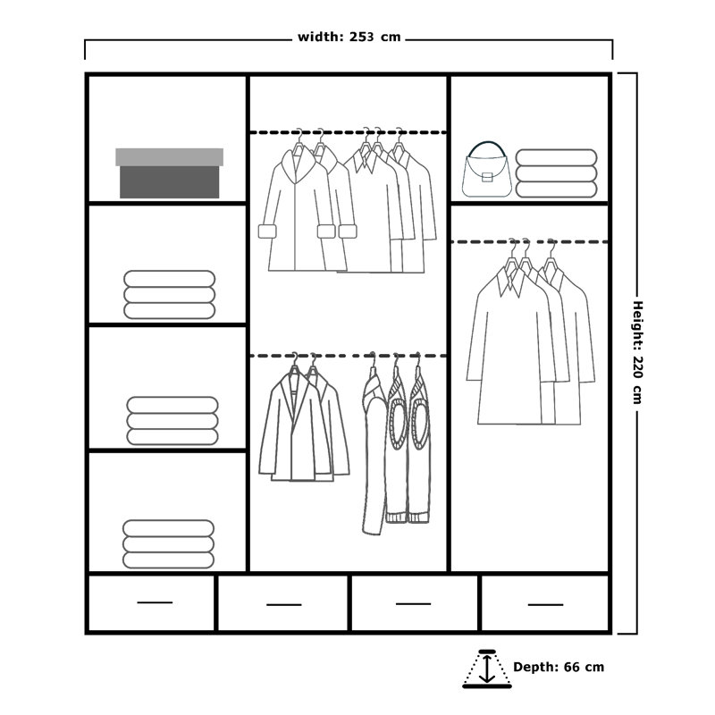 Bayardo 3 Door Manufactured Wood Wardrobe, Gray