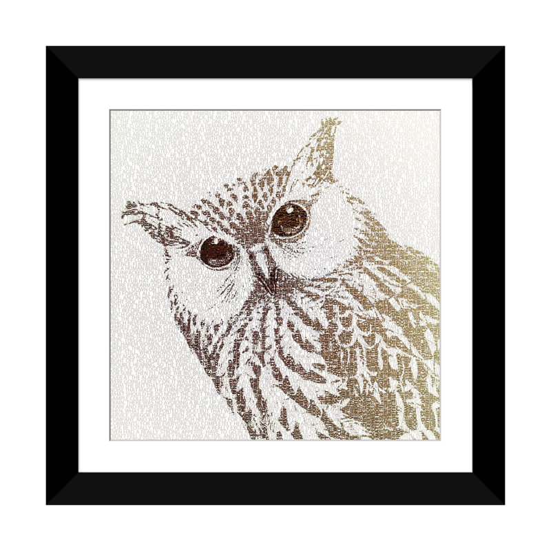 «The Intellectual Owl I», impression sur toile, H 16 po x l 16 po x P 1 po, Papier d'art encadré noir, Blanc
