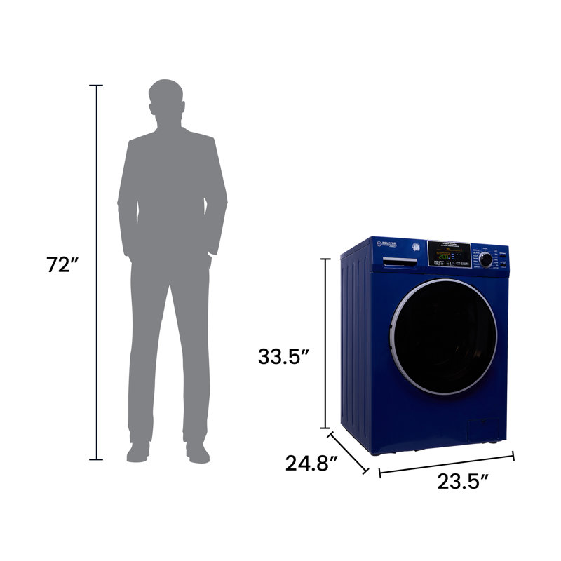 Laveuse sécheuse numérique compacte ventilée / sans ventilateur 18 lb Equator, Bleu minuit