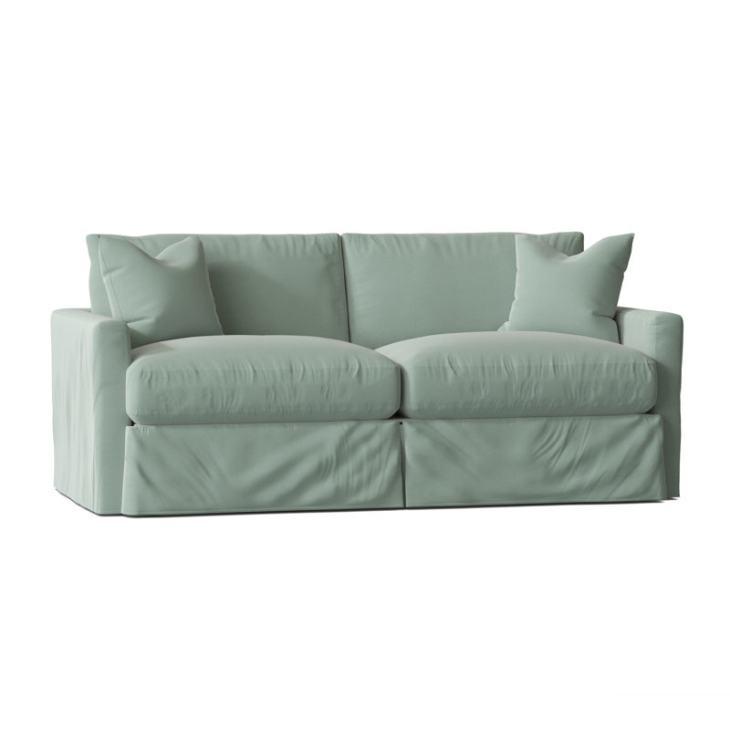 Hartig 84'' Slipcovered Sofa, Bayou Spray Canvas