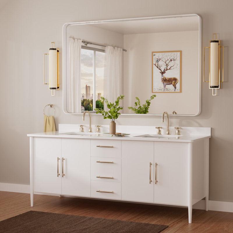 Miroir d'appoint Tyro, 42 po x 36 po, Blanc, Rectangulaire