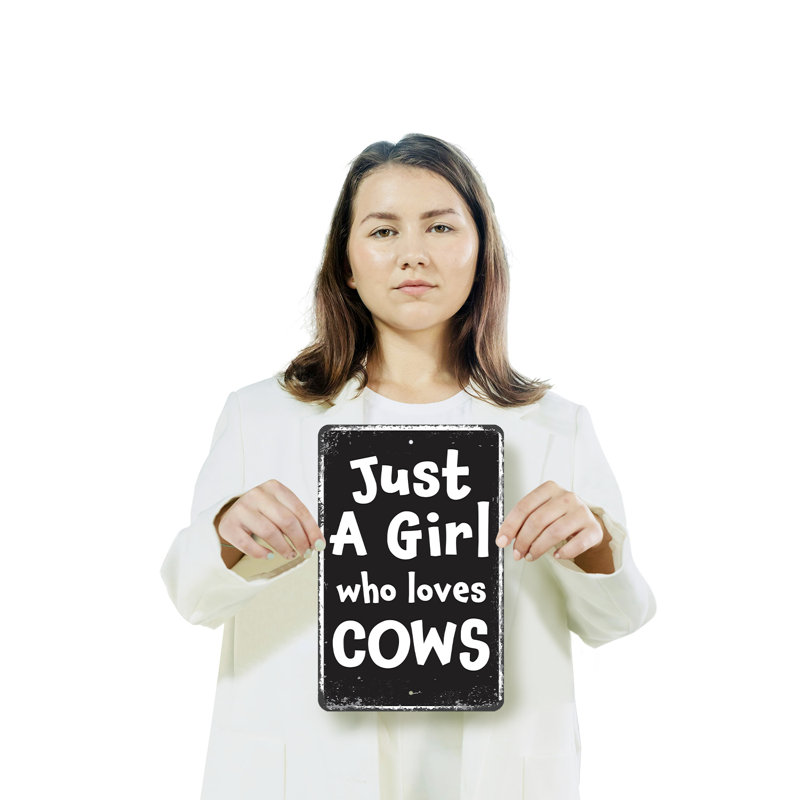 Enseigne en plastique 8 po x 12 po Just A Girl Who Loves Cows (paquet de 2)
