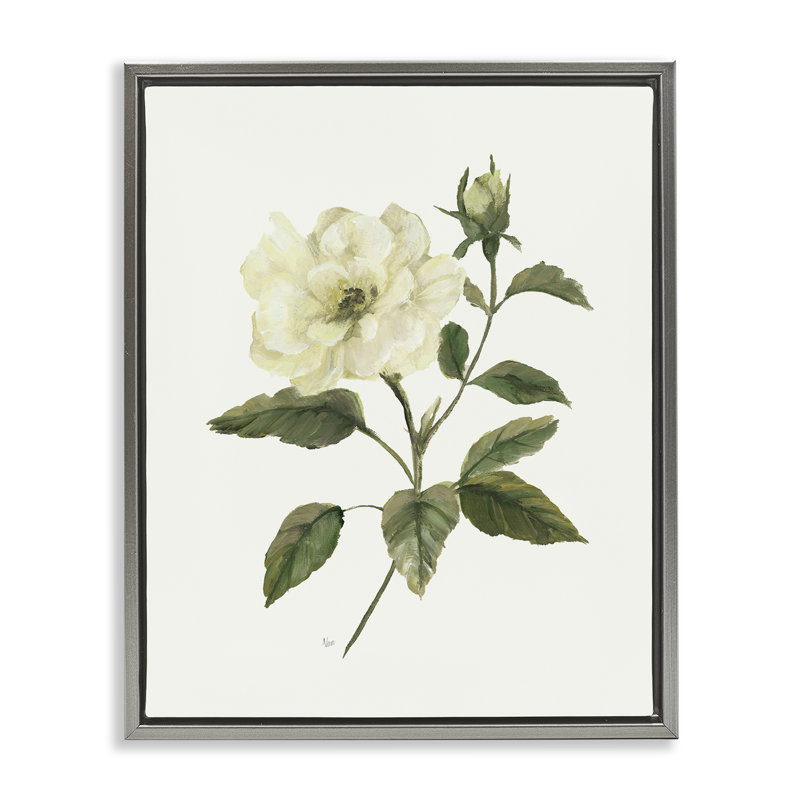 Cadre ivoire rose avec cadre flottant à feuillage vert, design par Nan, Cadre flottant gris lustré, H 21 po x l 17 po