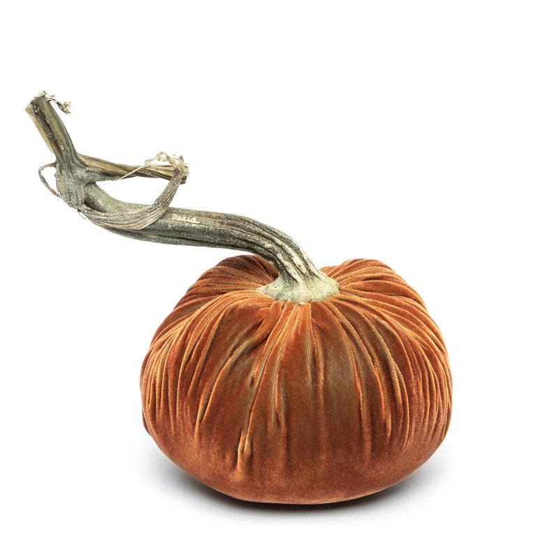 Sandgreen Silk Velvet Pumpkin, 5'' H X 4'' W X 4'' D