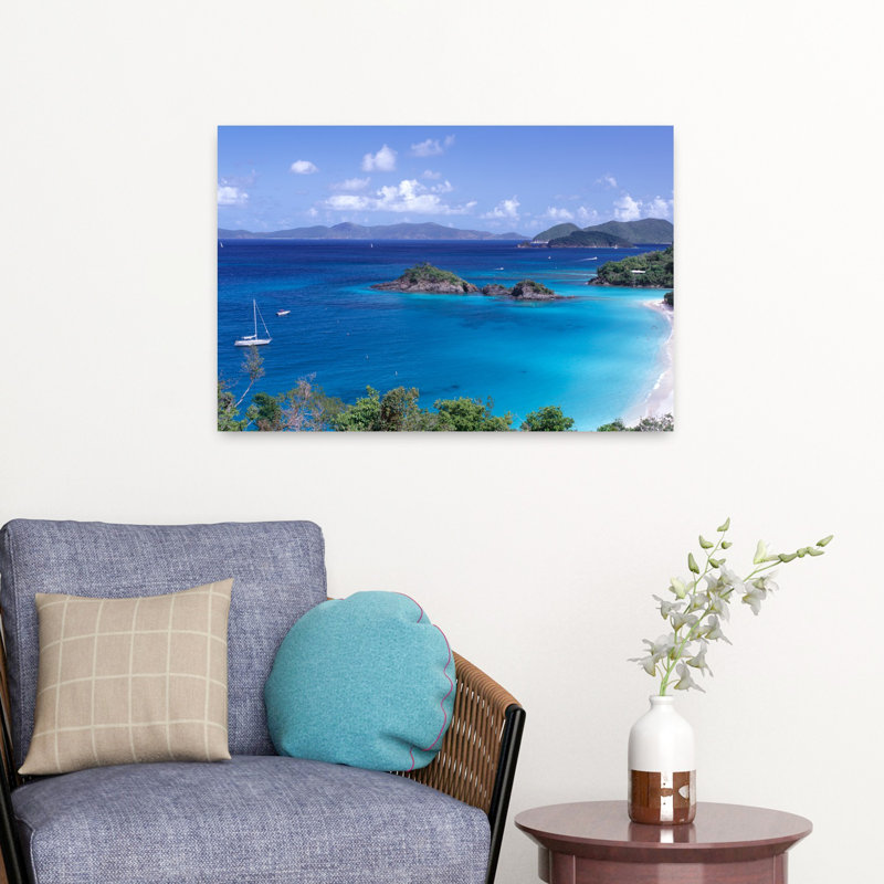 High Angle View of Trunk Bay, St. John, Îles Vierges des États-Unis, paysage abstrait, art naturel, H 16 po x l 24 po