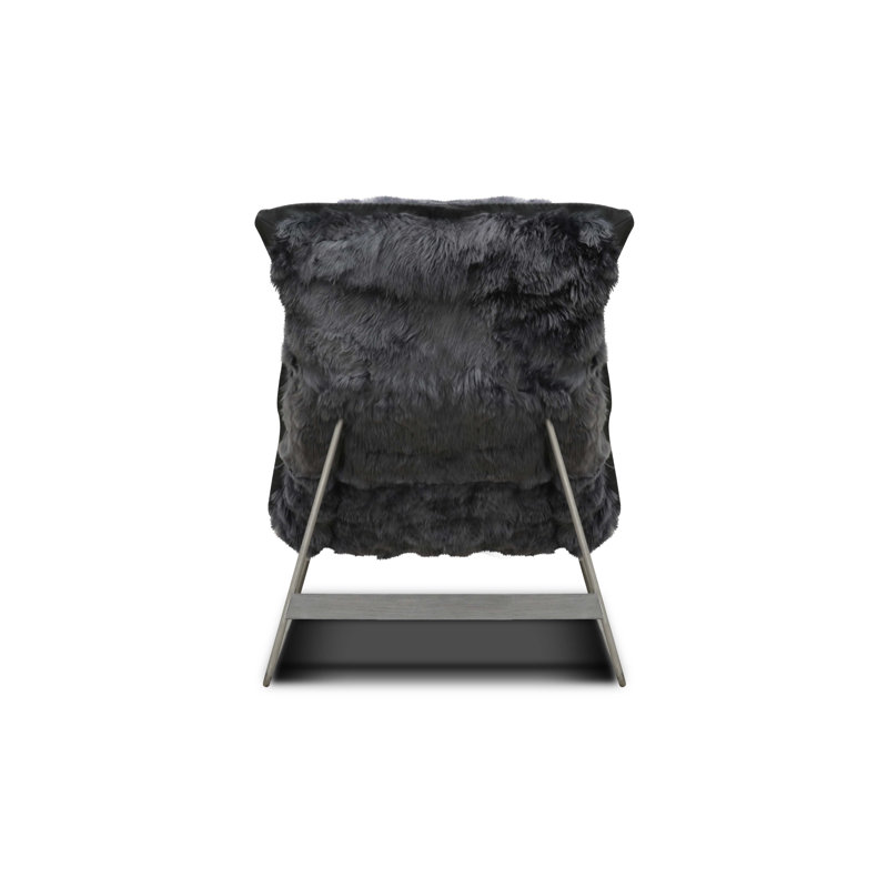 Snoopy Upholstered Accent Chair, Suri Dark Cloud, Satin Brass, 41" H x 33" W x 40" D