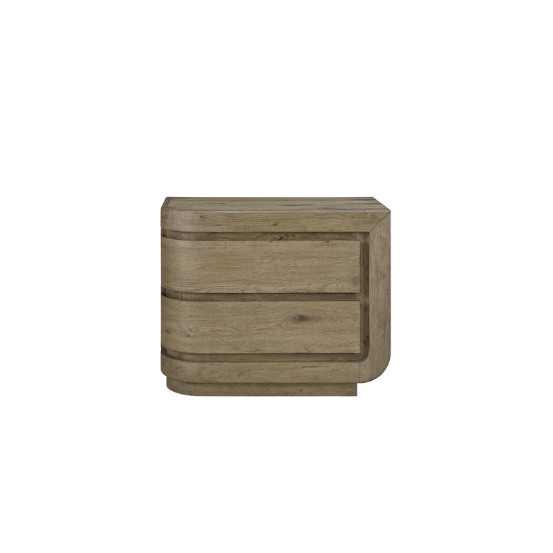 Zina Right Nightstand with USB Charging and Soft-Close Drawers in English Knotty Oak Veneer