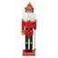 Casse-noisette de Noël 14 po en bois rouge et doré avec sceptre