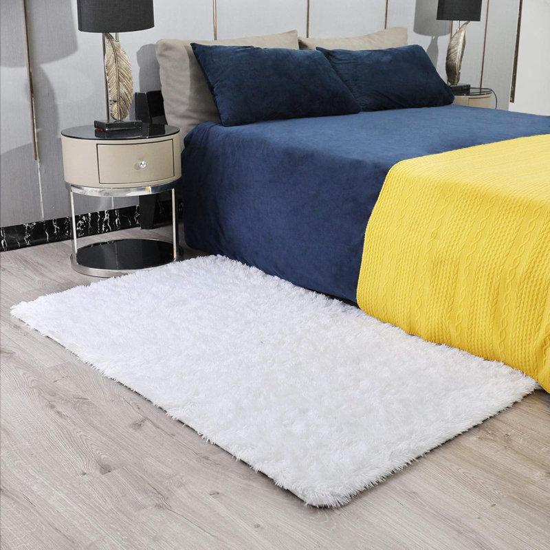 3X5 Small White Rugs For Bedroom Fluffy, Kids Baby Shaggy Shag Fuzzy Soft Carpet, Plush Bedside Area Rug, Indoor Floor Room Carpet For Teen Dorm Home Decor Aesthetic, Nursery