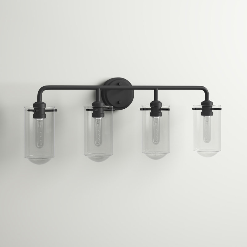 Éclairage pour salle de bain 4 lumières Barbosa, Noir mat
