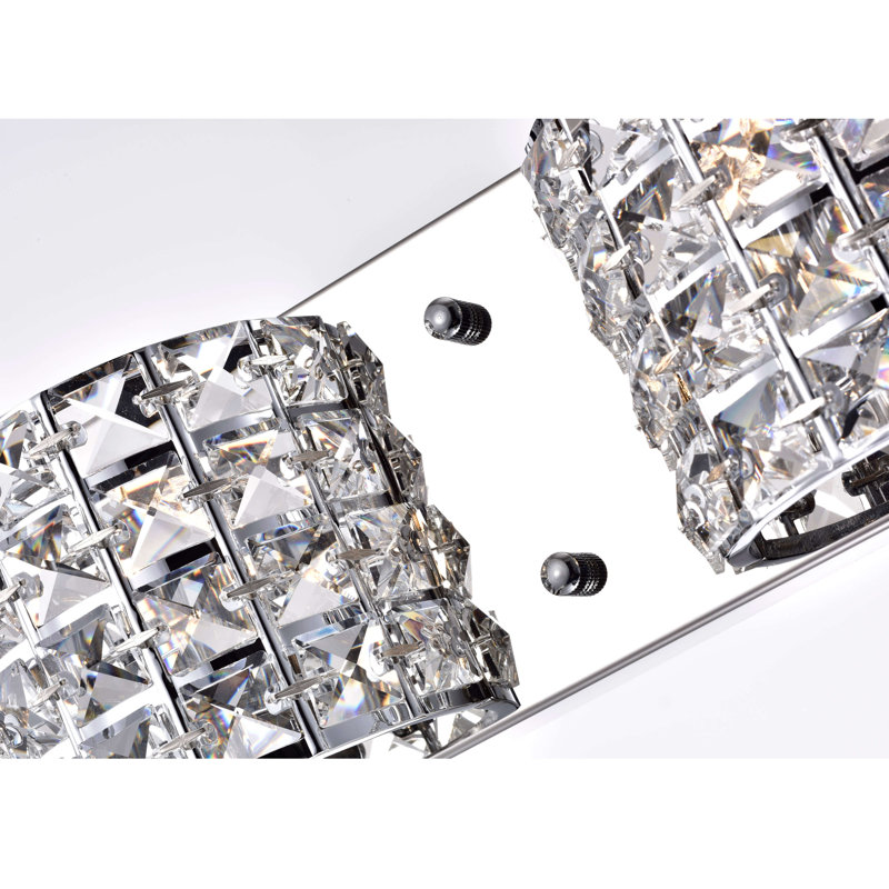 Bev 3-Light 20.5" Chrome Bath Bar Wall Sconce with Semicircular Crystal